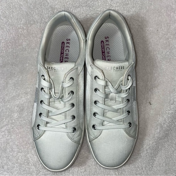 Skechers Plateau Vegan Chambray Lace Up Platform White Size 11 - Picture 10 of 14
